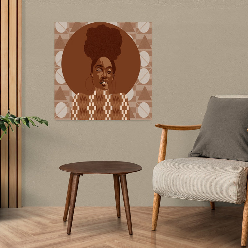 Art contemporain confiant, femme afro, 24" H x 24" W