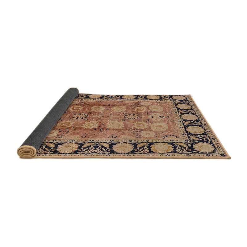 Tapis bleu marine / brun à motif floral Craigville, Rectangle 8 pi x 12 pi