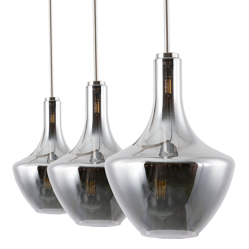 Cammie 3 - Light Kitchen Island Pendant, Smokey, Satin Nickel