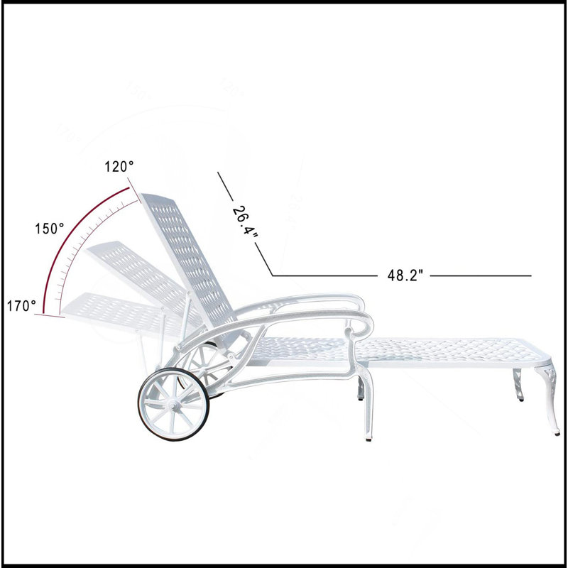 Chaise longue en aluminium coulé 1Pcs, Blanc