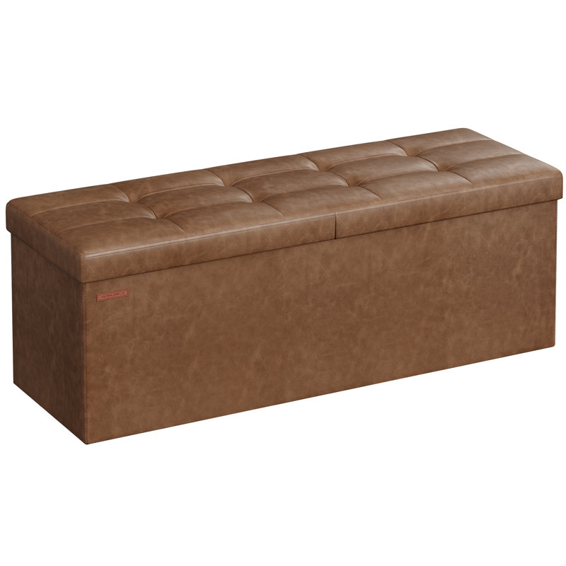Folding Storage Ottoman, Coffee Brown, 15"H x 30"W x 15"D
