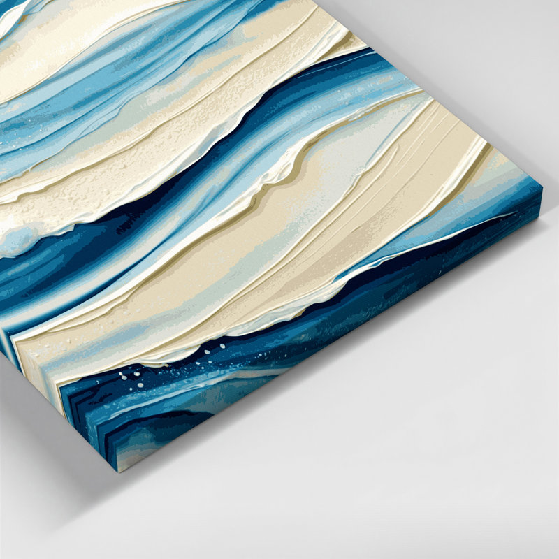 Toile horizontale rayée gris ciel, H 12 po x l 18 po