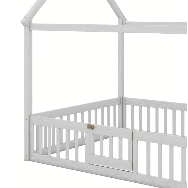 Lit double en bois Struthers, Blanc
