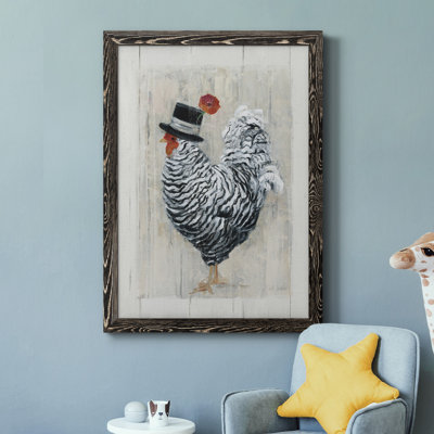 «Sunday Best Rooster», peinture sur toile à cadre flottant