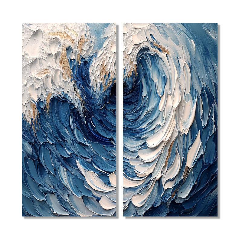 Décoration murale vagues bleues profondes - Coastal Coastal Waves, H 20 po x l 24 po, Toile tendue, Ne s’applique pas