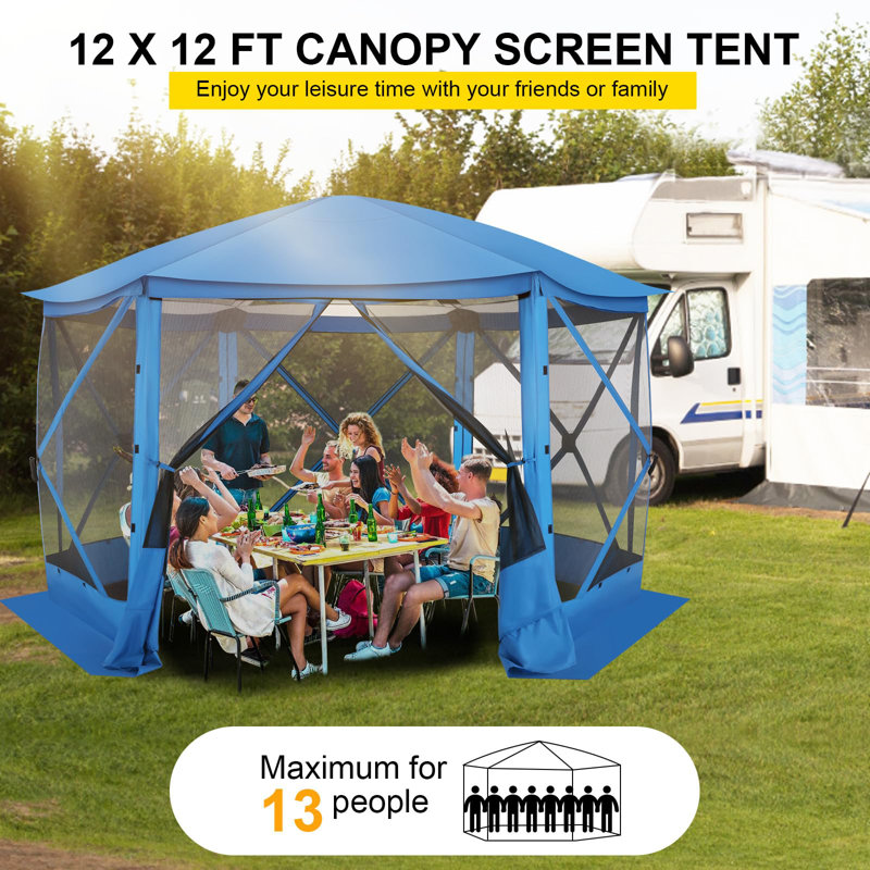 12x12 Pop-up Gazebo Starry Sky Screen Canopy Tent Screen House for Camping, Screen Room with Mosquito Netting, Hub Tent Instant Screened Canopy with Carrying Bag and Ground Stakes