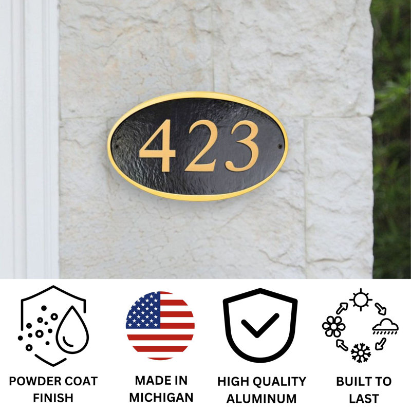 Ferris 1-Line Wall Address Plaque, Chocolate / Gold