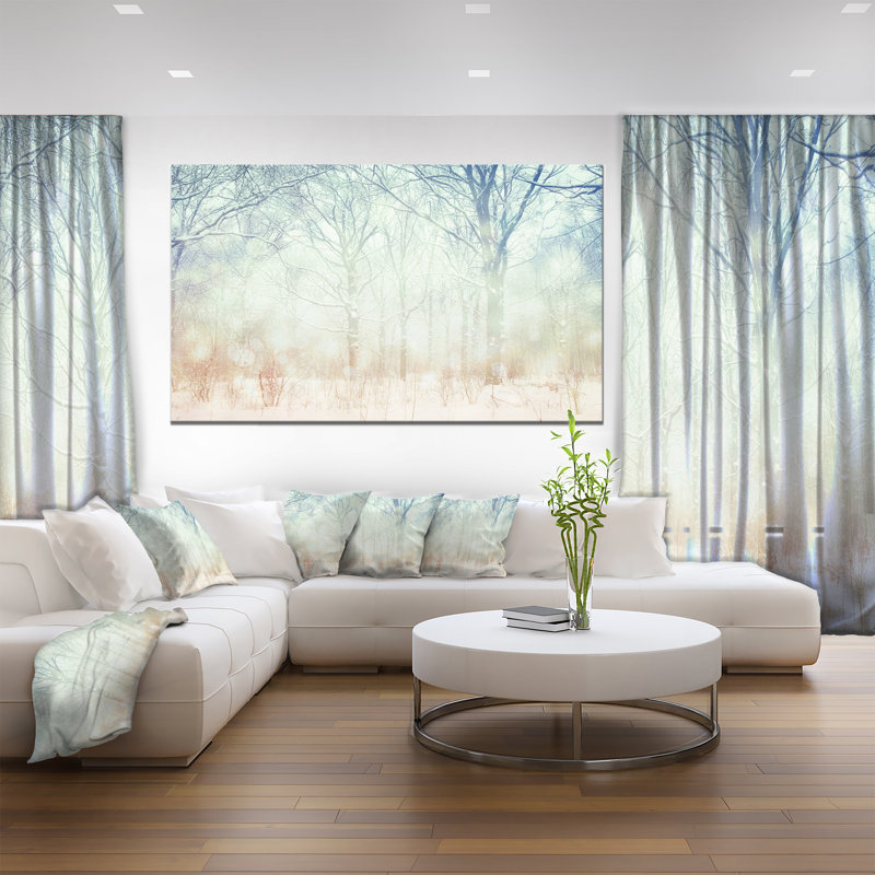 «Winter with Foggy Forest», art graphique, H 30 po x l 40 po x 1,5 po, Toile tendue