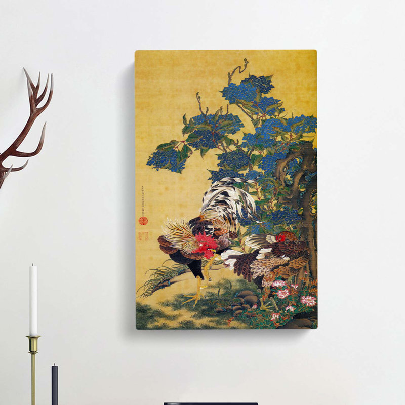 Two Roosters by Ito Jakuchu - Wrapped Canvas, 76cm H x 50cm W x 3cm D