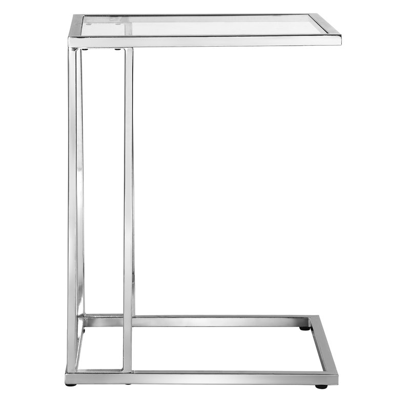 Glass Top C Table End Table, Chrome