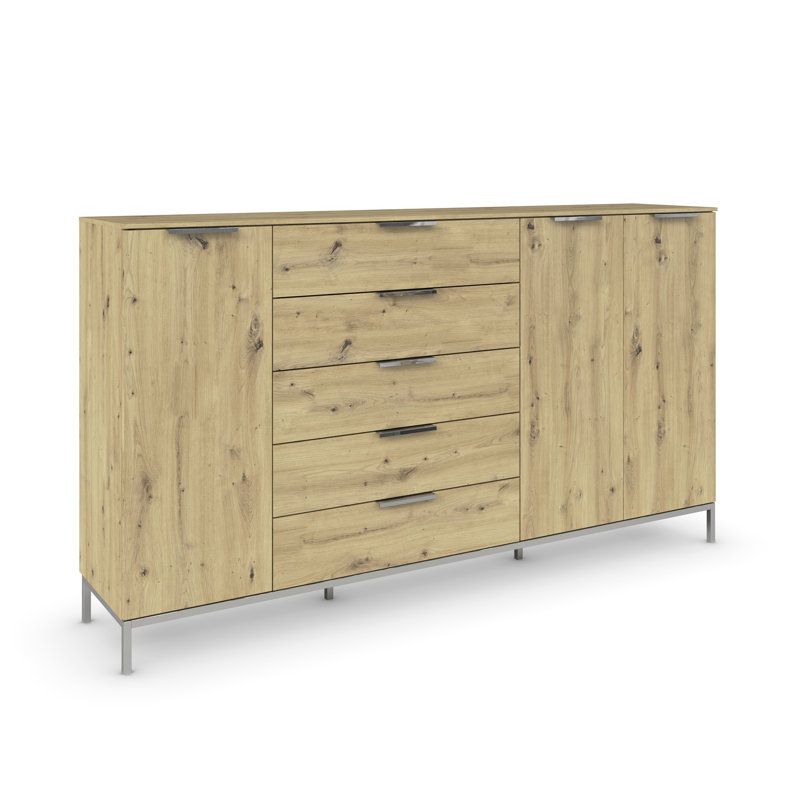 Flipp 5 - Drawer Chest of Drawers, Artisan Oak/Chrome