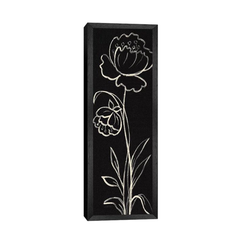 Black Floral II Crop by Silvia Vassileva - Floater Frame Panoramic Gallery-Wrapped Canvas Giclée on Canvas, Black