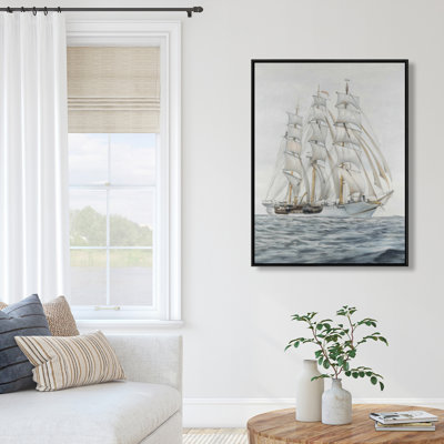 Ship by a cloudy day - 36"x48" Framed canvas