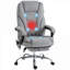 Fauteuil de massage chauffant FlowLuxe à haut dossier avec hauteur réglable et repose-pieds rétractable, polyester gris classique