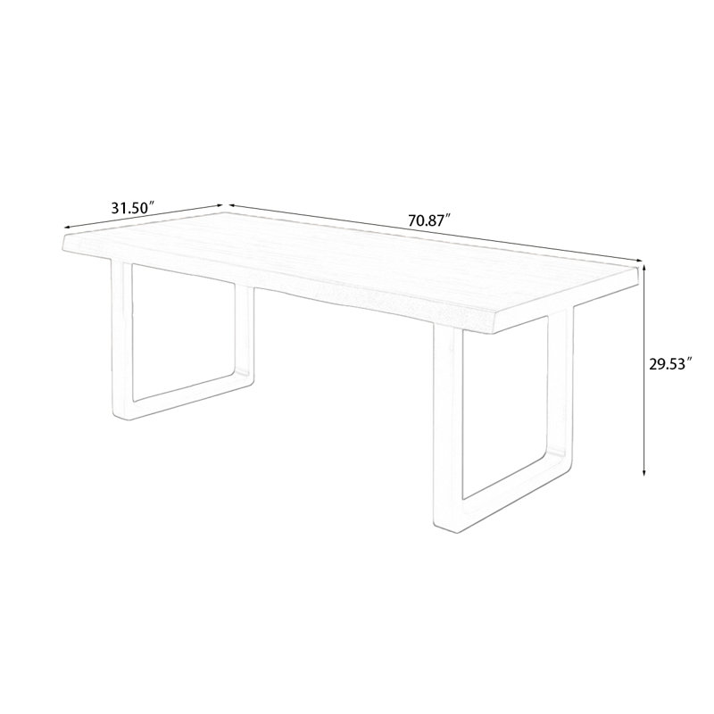 Table de salle à manger rectangulaire en bois massif Nut-Brown, H 29,53 po x l 70,87 po x P 31,5 po