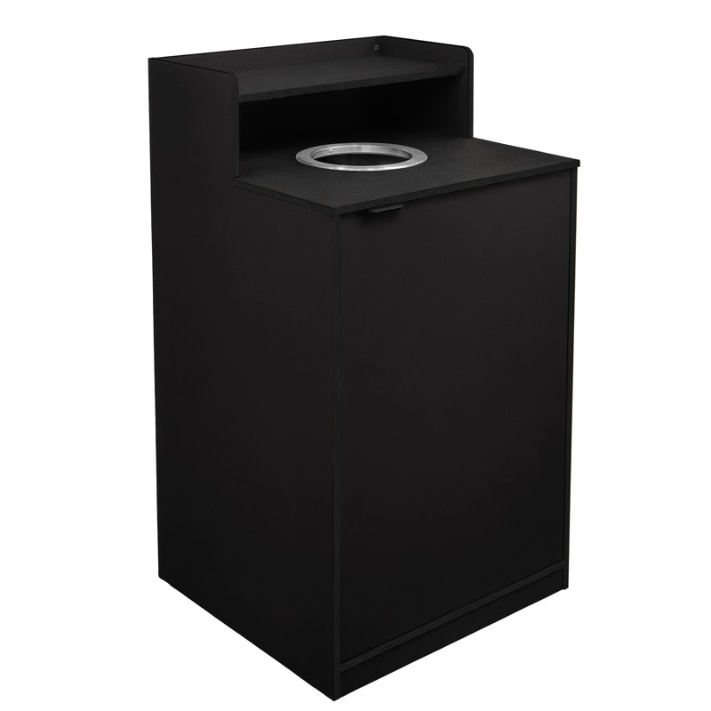 Commercial Grade Tray Top Trash Enclosure With Drop Hole, Black
