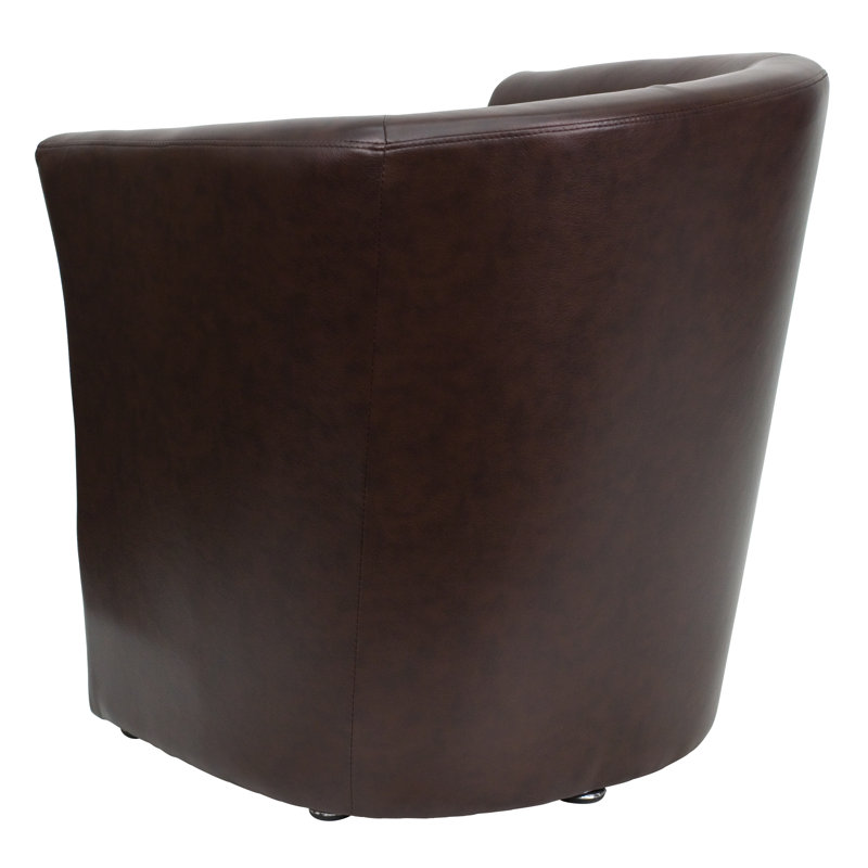 Fauteuil de réception en cuir l 27,25 po, Brun