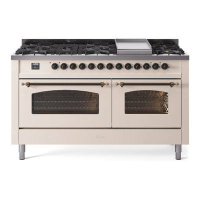 ILVE Nostalgie II 60 Dual Fuel Range, 9 Burners, Griddle