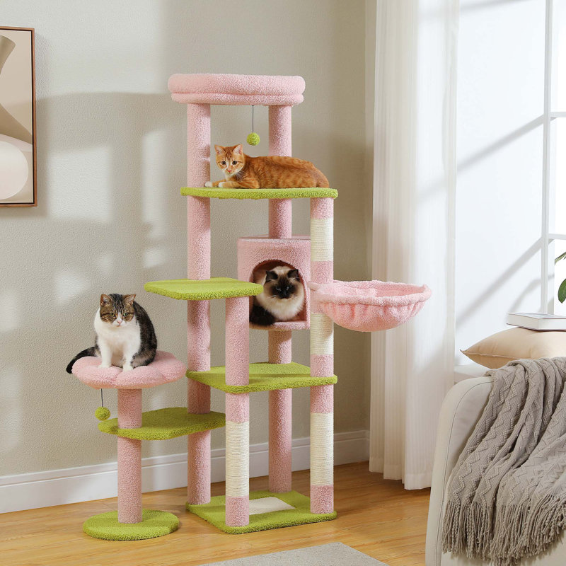 Epifanio 59'' H Cat Tree, Pink