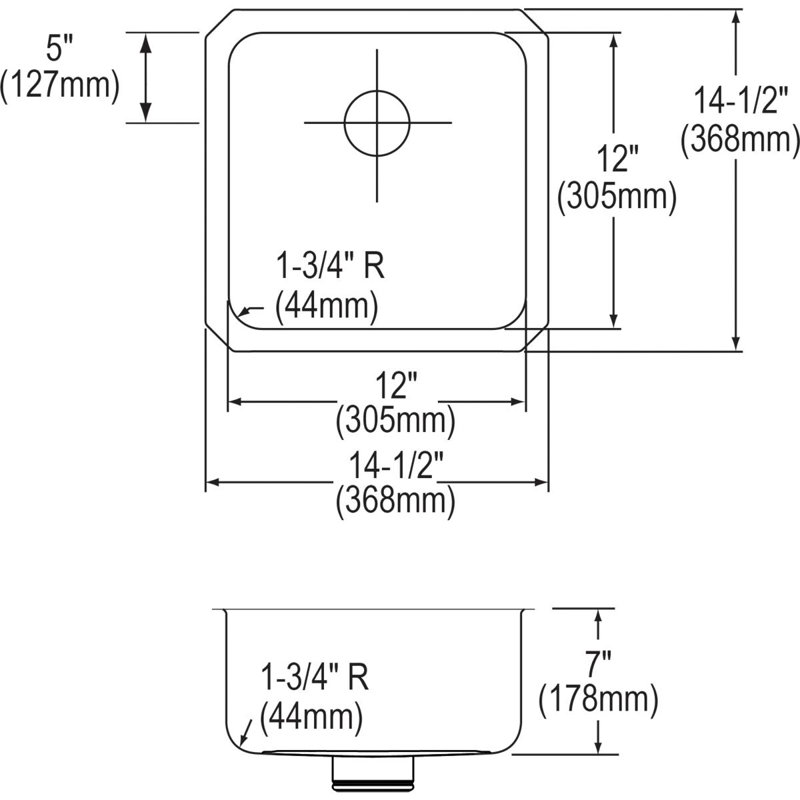 Évier de cuisine encastrable l 15 po x l 15 po avec drain parfait Lustertone