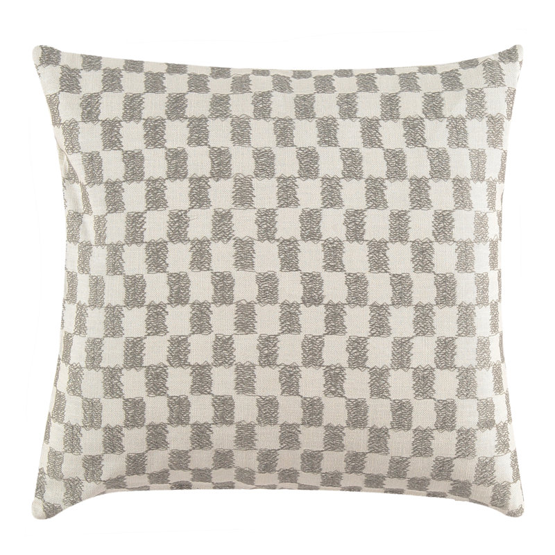 Bitmap Embroidered Linen Pillow Cover, Taupe