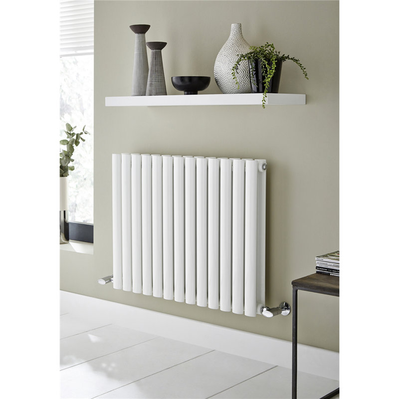 Krysta Vertical Oval Panel Radiators, 23.6cm H x 21.3cm W x 2.2cm D, Grey
