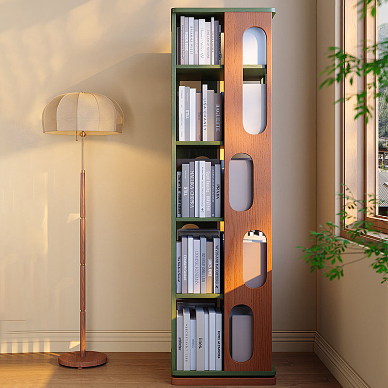 17.32"Green Solid Wood Rotating Bookshelf