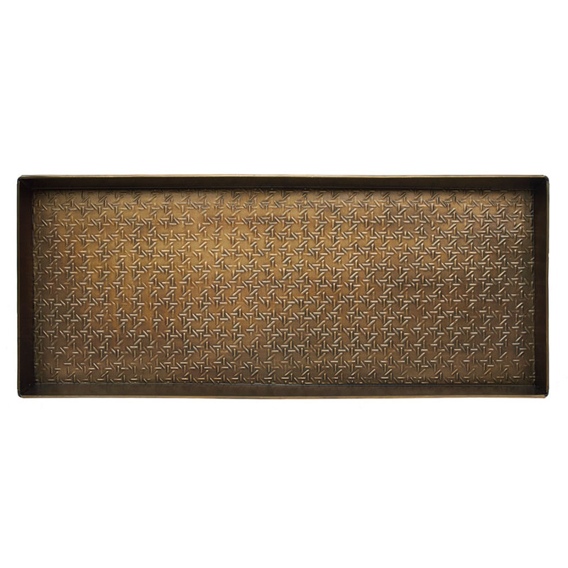 Antique Brass Galvanized Iron Boot Tray with Caning Pattern