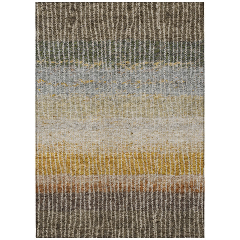 Machine Washable Indoor/Outdoor Matteson ACN2314 Stripes Rug, Rectangle 10' x 14'