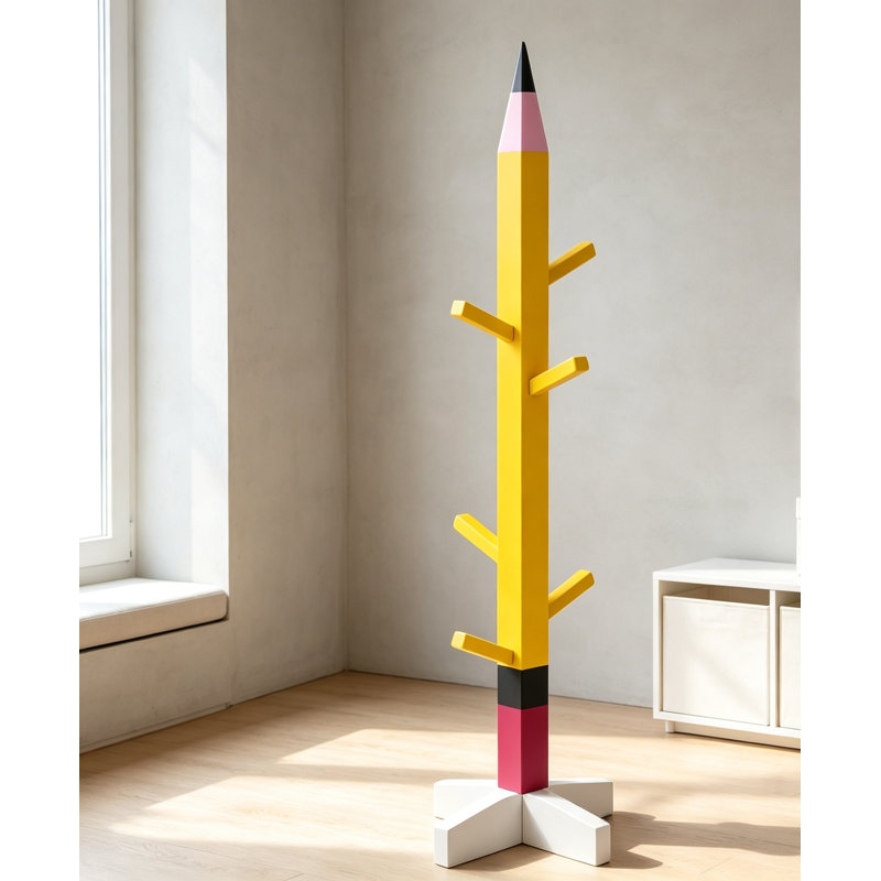 Pencil Shaped Backpack Rack Heavy Duty Wood Coat Stand