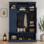 Portemanteau moderne tout-en-un avec tablettes réglables, banc de rangement de style maison de campagne arqué classique et 7 crochets pour l'organisation du vestibule-1881946922