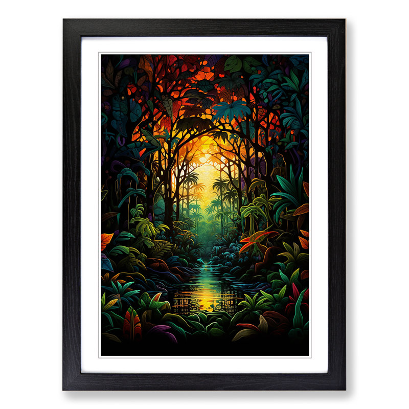 Jungle Abstract Framed Print, 34cm H x 25cm W x 2cm D, Black 