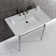 Edwardian Ceramic Rectangular Console Bathroom Sink with Overflow