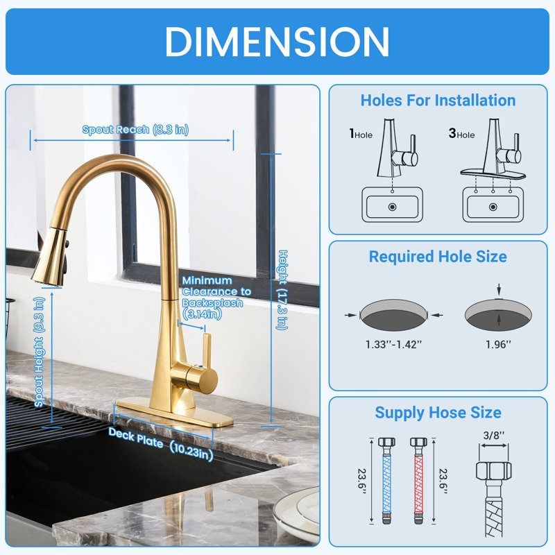 Touchelss Pull-Down Kitchen Faucet With Sprayer, Or brossé