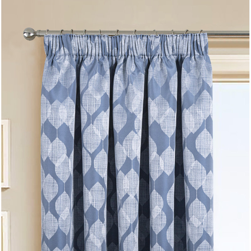 Galston Silk Room Darkening Pencil Pleat Door Curtain Panel, Blue, 114cm W x 214cm L