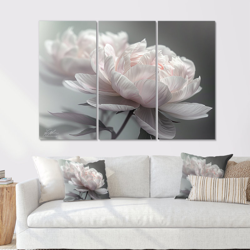 Rozier - Ensemble de décorations murales pivoines, Métal, H 28 po x l 36 po x P 1 po
