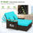 Patio Rattan Daybed Set w/ Cushioned Loveseat & Storage Ottoman-167320166