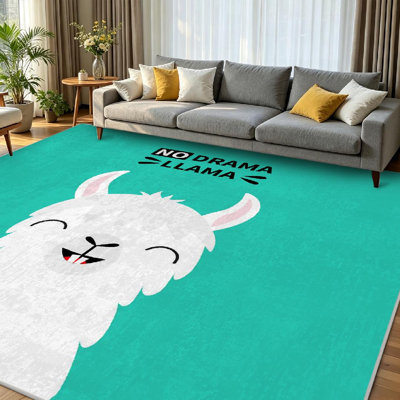 Joli tapis d'intérieur vert lavande lavable à la machine en alpaga