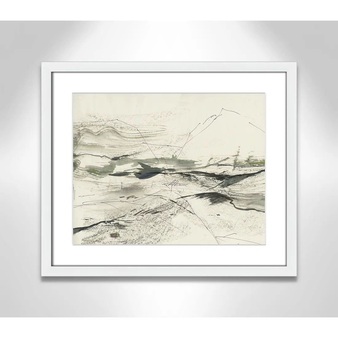 Green Sketches Print by PI Studio, 16" H x 19" W x 1.25" D, White Box Picture Framed, White