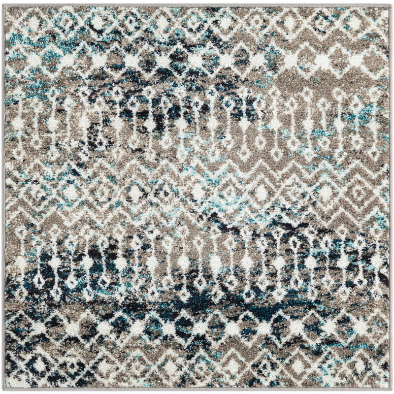 Geometric Indoor Rug, Square 3'