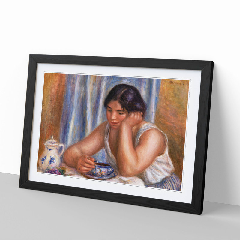 A Cup of Chocolate by Pierre-Auguste Renoir - Picture Frame Painting, Black, 65cm H x 90cm W x 2cm D