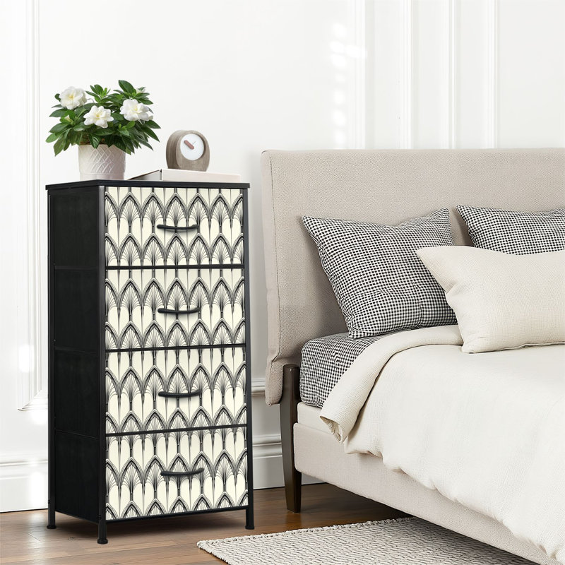 4 Drawer Dresser for Bedroom, Narrow Chest of Drawers, Wooden Top and Study Iron Frame 18"x37.5"-(WxH)