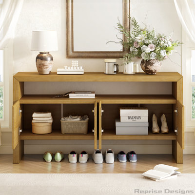 60" 4-Door Storage Sideboard with Open Shelf