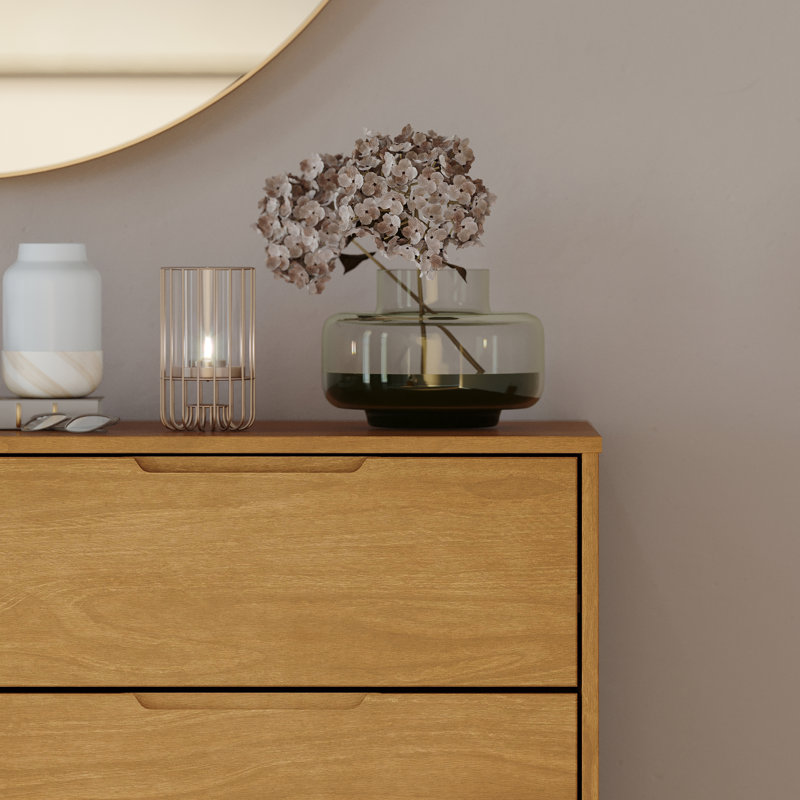 Commode en bois massif à 6 tiroirs 51 po, Caramel