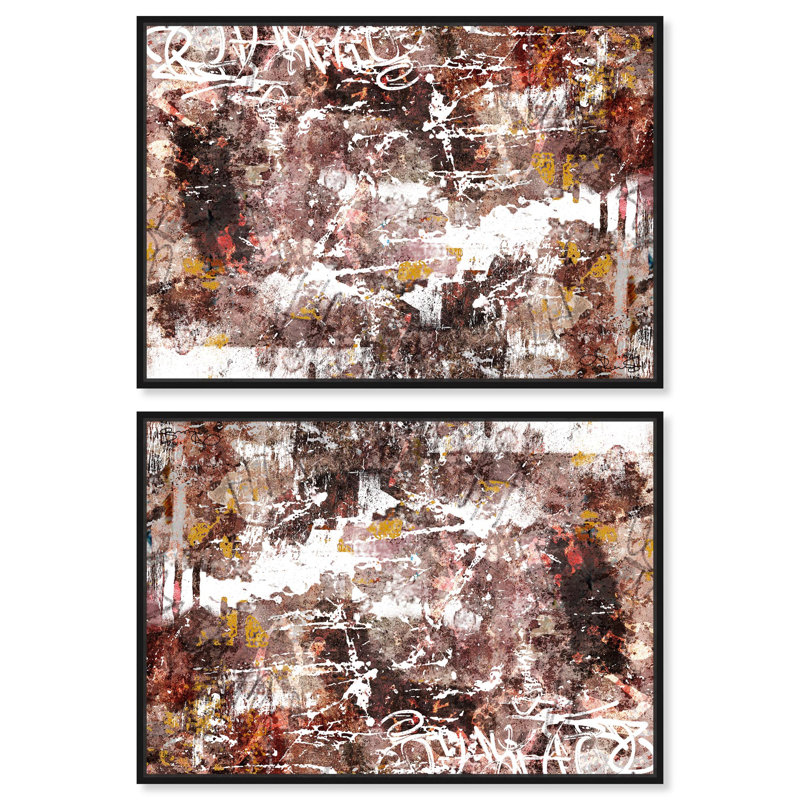 Kawasaki Set Canvas Expressionism Abstract by Art Remedy, Black Floater Framed, 11" H x 16" W