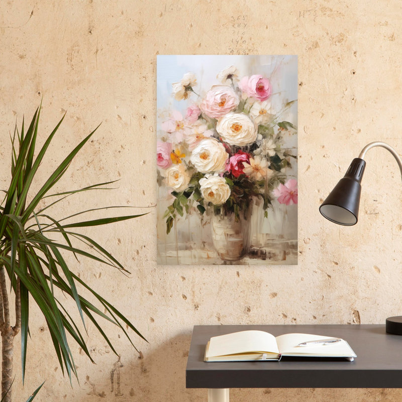 «Whispering Blooms», art contemporain abstrait romantique, H 24 po x l 16 po