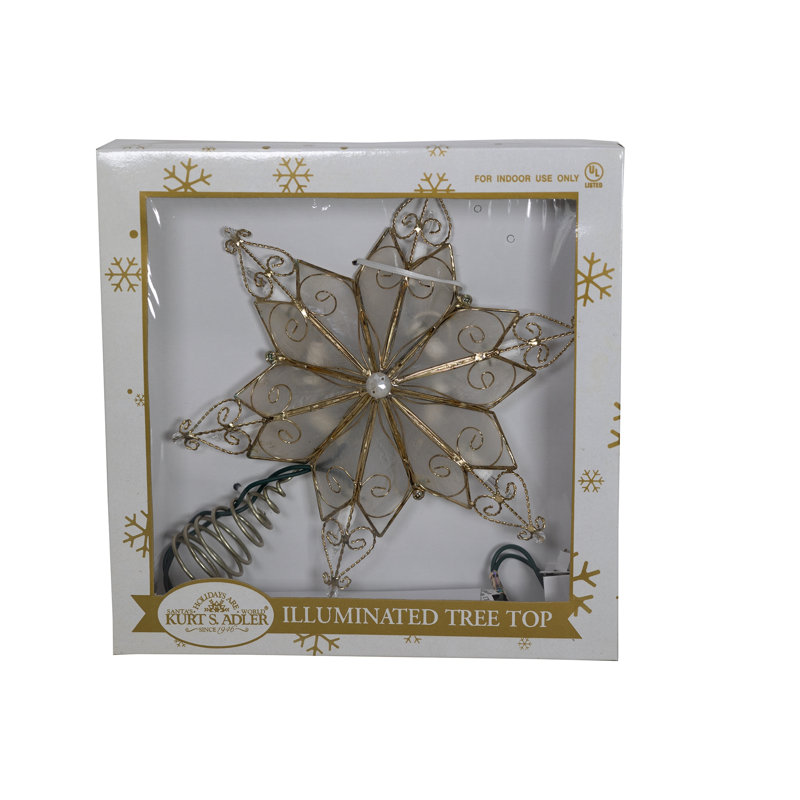 Brass Finish 9.1-Inch Capiz Star Christmas Tree Topper