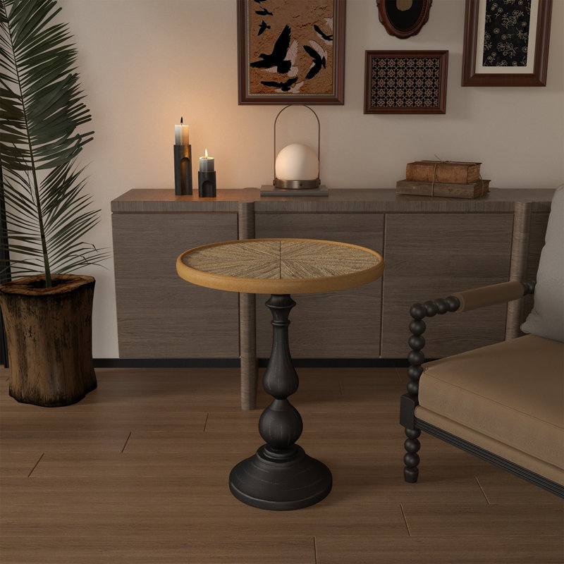 Tables de bout en bois, table d'appoint avec table d'appoint style maison de campagne rétro, petite table de bout ronde à piédestal, table de bout