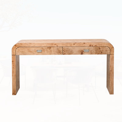 Modern Burl Wood Veneer Entryway Table With Sturdy Construction