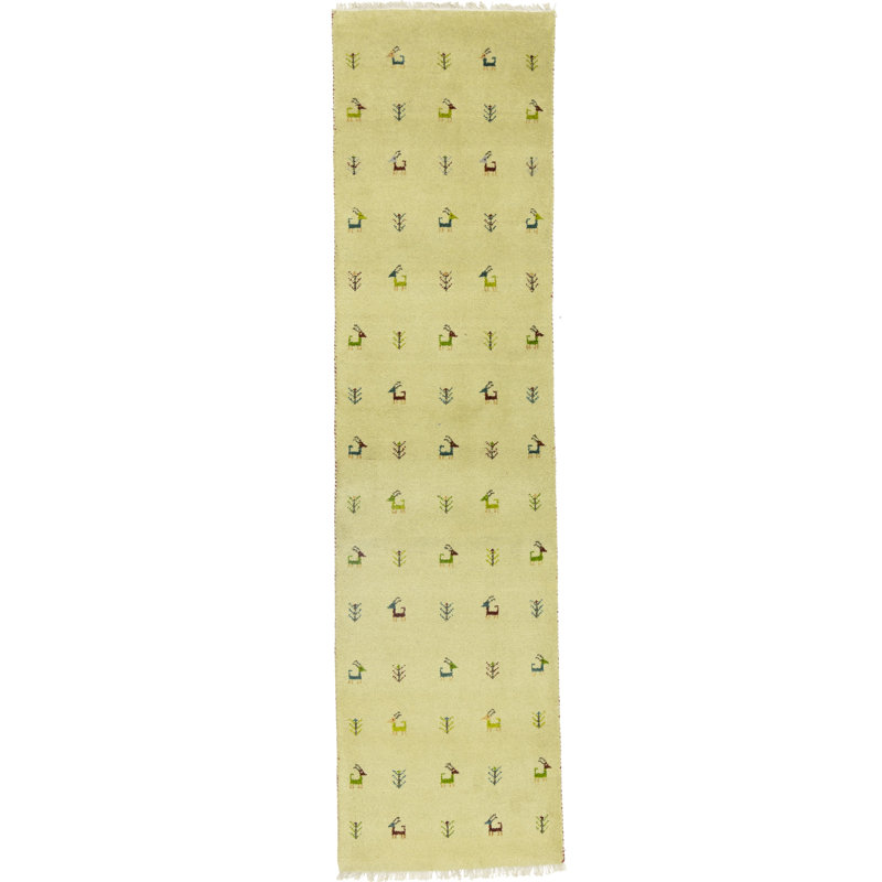 Tapis crème en laine noué à la main